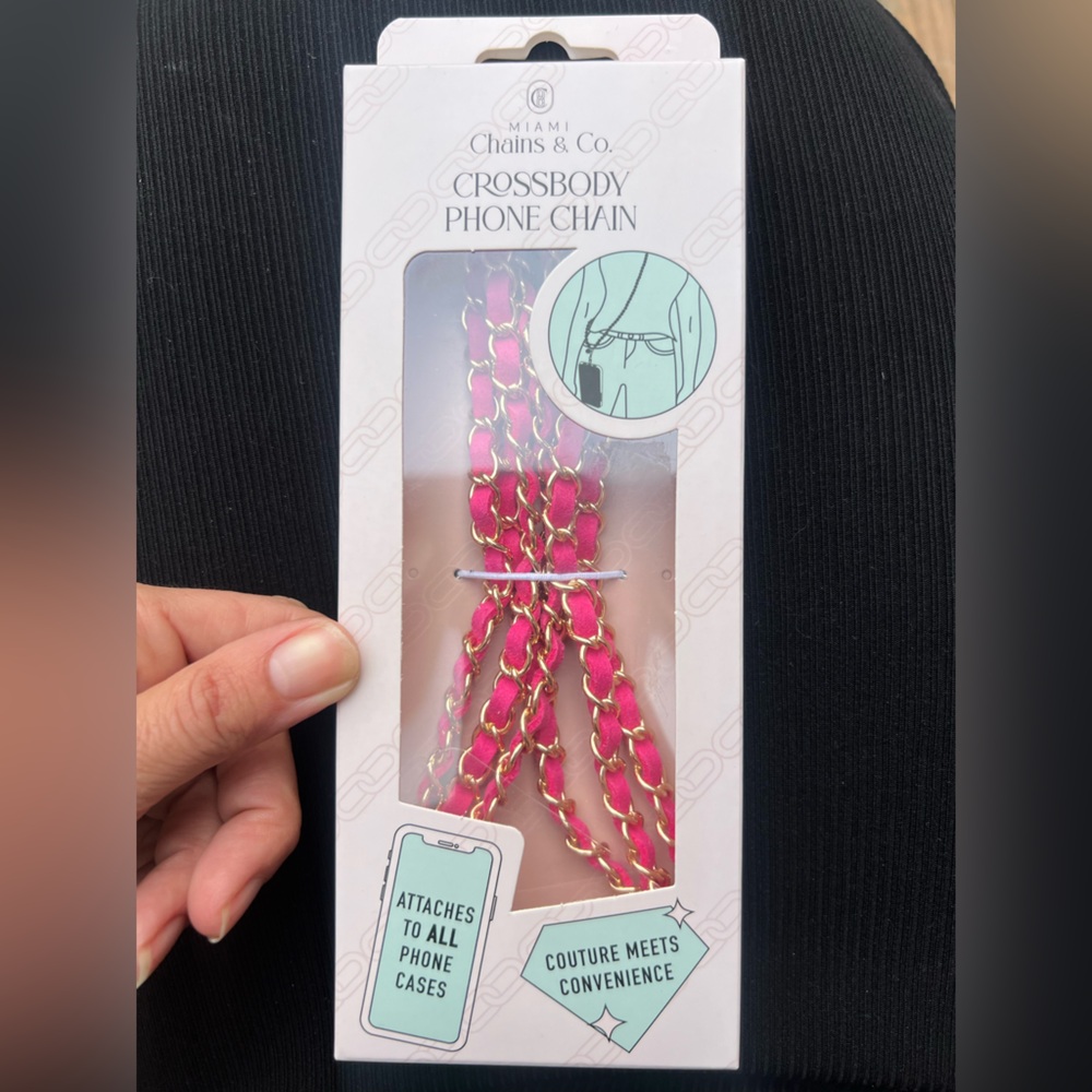 Pink and Gold Crossbody Phone Chain
